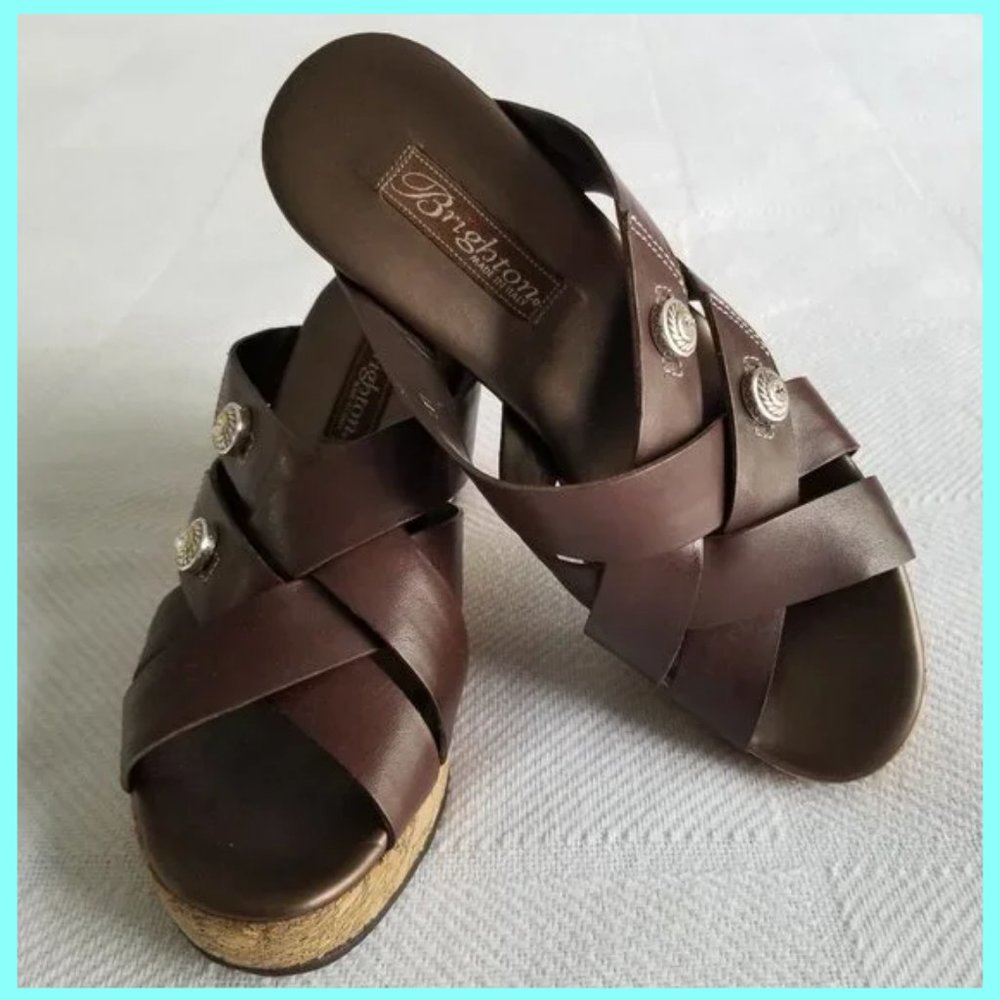 Brighton "Derby" Slip-On Wedge Sandals Size 7M